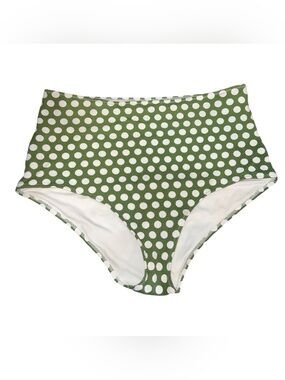 aerie Olive Green & White Polka High-Waist Swim Bottoms